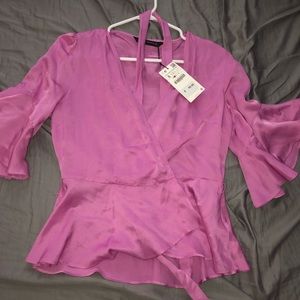 Zara lilac satin top
